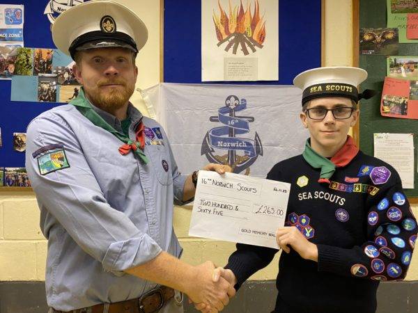 Local boy raises £530 for Costessey Scout group and Alzheimer’s Research